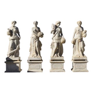Four Seasons, Late 20th Century, Marble Sculptures on Marble Bases, Set of 4 For Sale