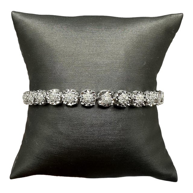 Natural Diamond Tennis Bracelet in Sterling Silver – 2ctw, 7.69in, New For Sale