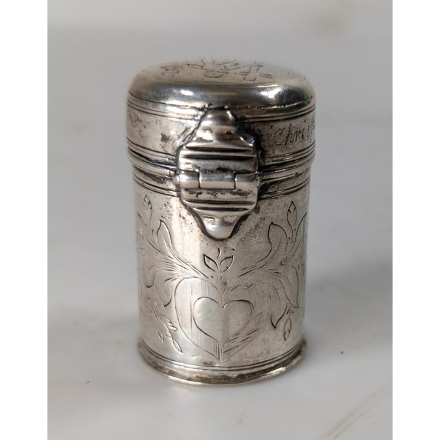 18th Century Silver German Etui Necessaire Keepsake Box With Engravings For Sale - Image 4 of 15