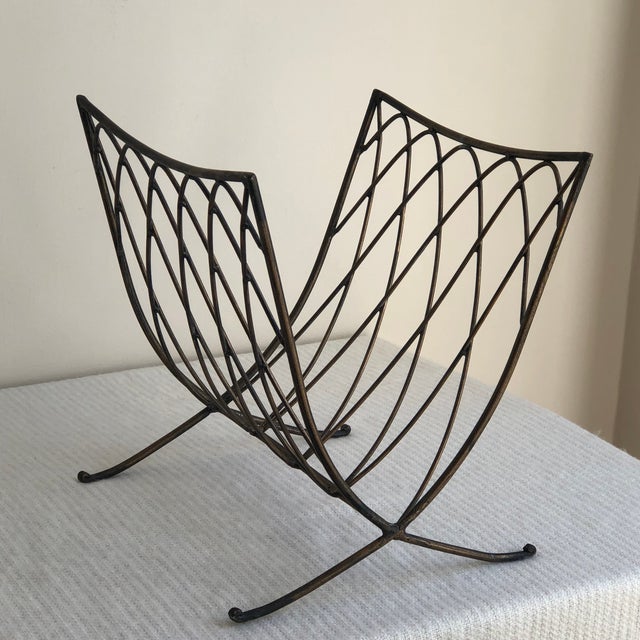 MidCentury Modern Wrought Iron Magazine Rack Chairish