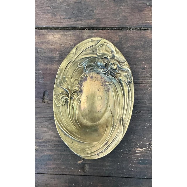 Vintage Art Nouveau Brass Bowl For Sale - Image 4 of 12