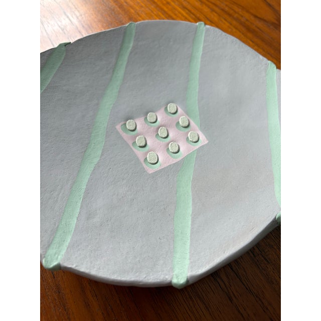 Peter Shire Post Modern Marcy Glick Memphis New Wave Pastel Hand Built Studio Pottery Plate 1988 For Sale - Image 4 of 8