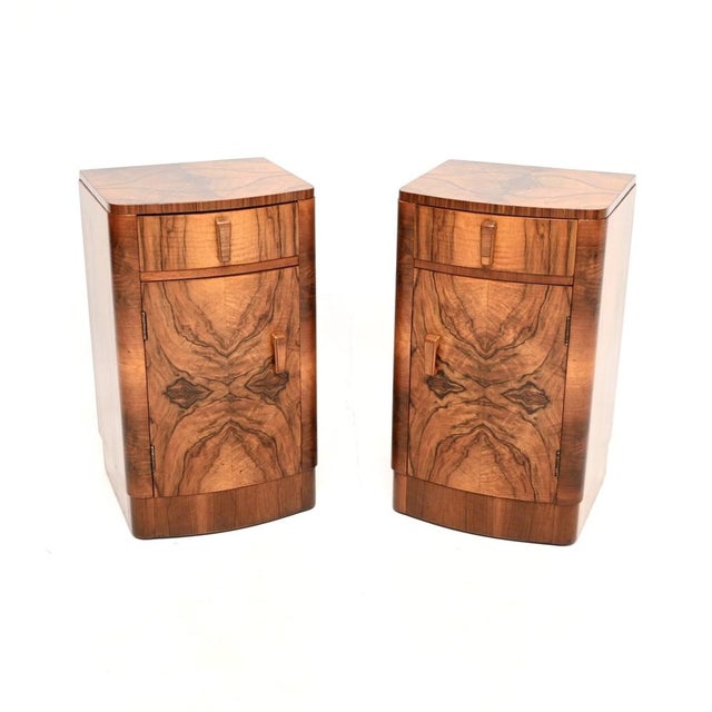 Art Deco Walnut Bedside Tables, 1930, Set of 2 For Sale - Image 11 of 11