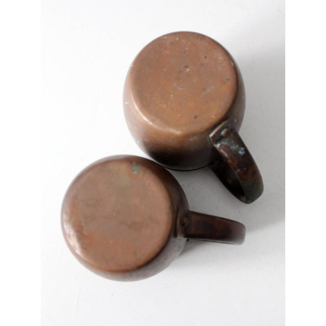 Metal Vintage Copper Mugs With Handles Pair For Sale - Image 7 of 11