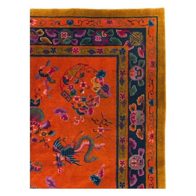 Galerie Shabab Collection Mid-20th Century Handmade Chinese Art Deco Accent Carpet For Sale - Image 4 of 10