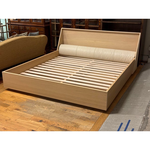 California King Bespoke Natural Oak Wood Platform Bed Frame For Sale - Image 10 of 12