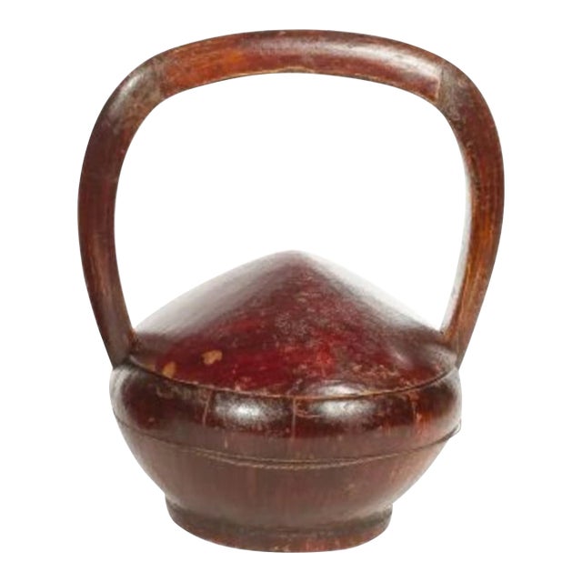 Antique Chinese Lacquered Wood Rice/Bun Basket For Sale