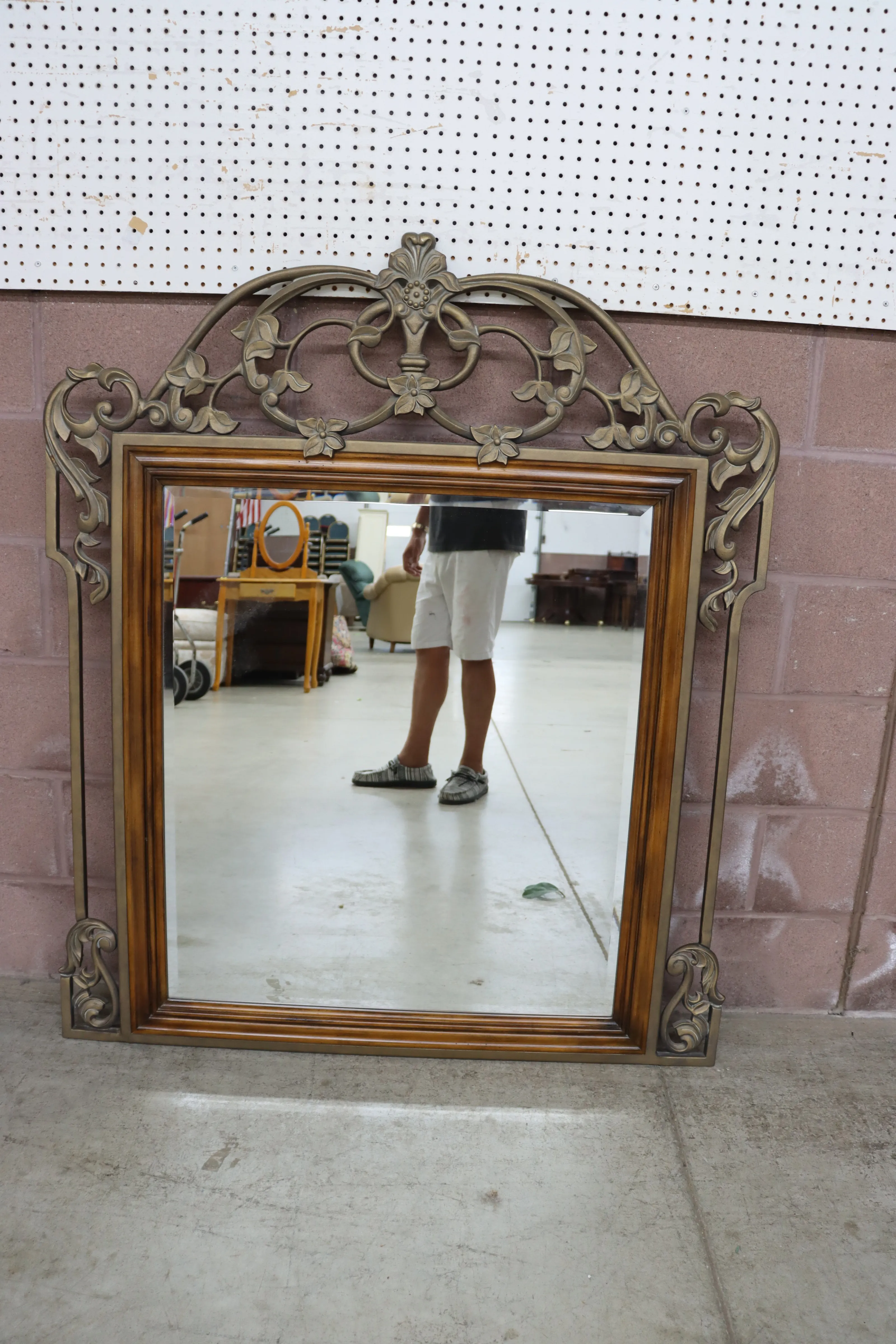 Drexel Heritage Iron & Mahogany Mirror | Chairish