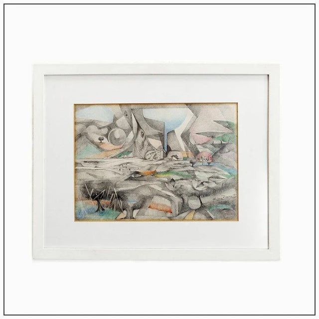 White Helena Ribeiro, Abstract Scene, Drawing on Paper, 1987 For Sale - Image 8 of 8