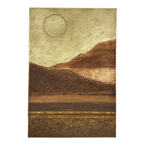 Brutalist Postmodernist Landscape Collagraph by Geri Obler, Signed (C. 1970)