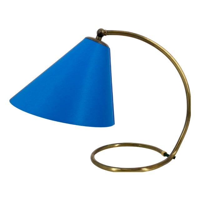 Vintage Table Lamp with Organically Shaped Brass Base, 1950s For Sale