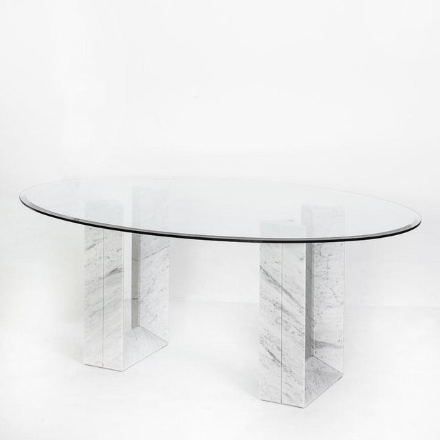 Vintage Diapason Dining Table in Carrara Marble and Glass by Cattelan Italia, 1990s For Sale - Image 4 of 16