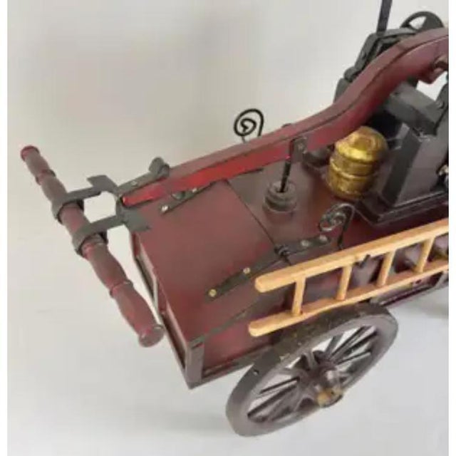 19th C Antique Iron & Wood Fire Engine Large Model or Sculpture For Sale - Image 4 of 13
