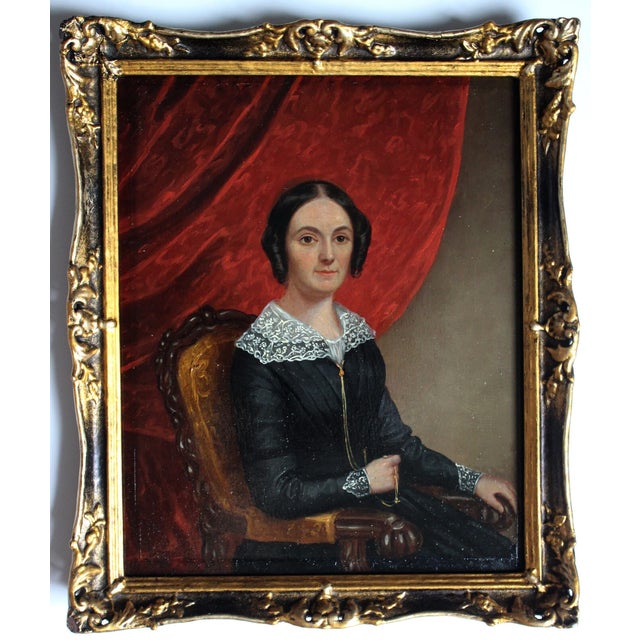 Biedermeier Artist, Portrait of a Young Lady Seated, Oil on Canvas, 1840, Framed For Sale - Image 3 of 14