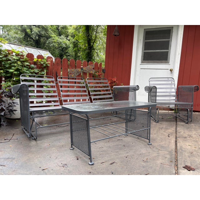 Mid-Century Modern Woodard MCM Glider Sofa and Chair Patio Set, 3 Pieces For Sale - Image 3 of 12