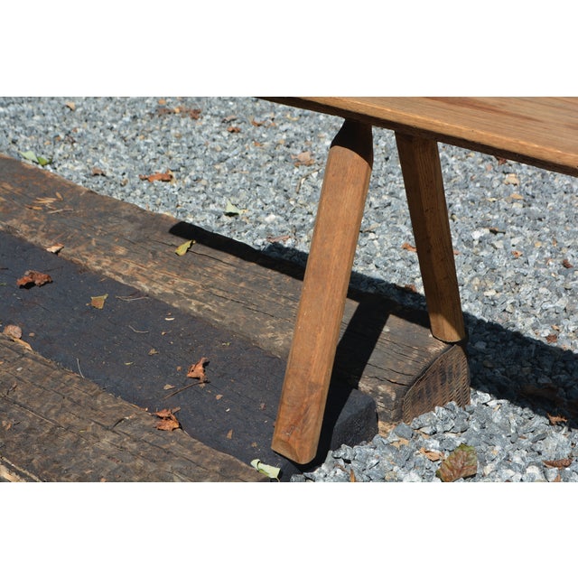 Handcrafted 96" Long Wooden Backless Bench Seat W/ Log Style Legs For Sale - Image 10 of 15