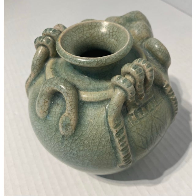 Early 20th Century Vintage Thai Sawankholok Celadon Elephant Jar For Sale - Image 5 of 11