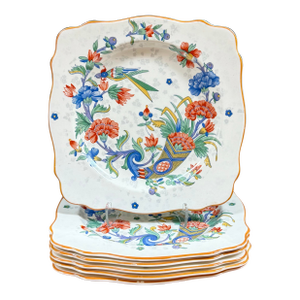Vintage English Crown Ducal Ware Salad / Lunch Plates - Set of 6