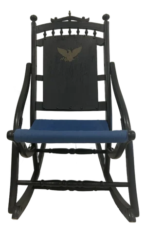 Vintage 1976 Bicentennial Folding Rocking Chair-Americana Folding Rocker - Colonial Revival Style - Black & Gold-Eagle Stencil