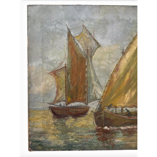 Original 19th Century French Impressionist Moody Maritime Seascape – Oil on Canvas For Sale - Image 12 of 15