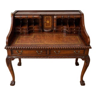 Vintage Secretary Desk / Writing Desk – Mahogany, Leather Top, French For Sale