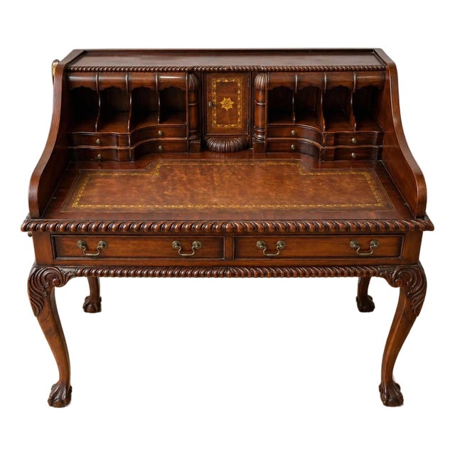 Vintage Secretary Desk / Writing Desk – Mahogany, Leather Top, French For Sale