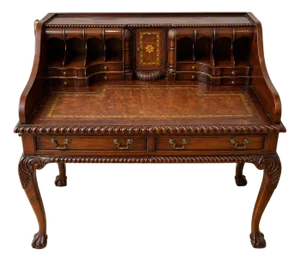 Vintage Secretary Desk / Writing Desk – Mahogany, Leather Top, French