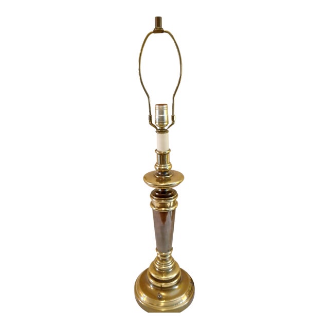 Mid Century Retro Stiffel Style Polished Brass Candlestick / Accent Lamp For Sale