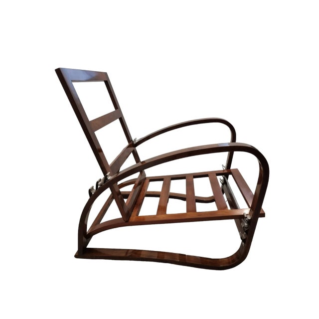 Adjustable Walnut Bentwood H-70 Lounge Chair attributed to Jindrich Halabala, 1930s For Sale - Image 6 of 8