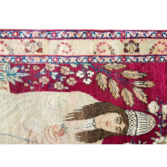 19th Century Pictorial Lavar Kirman Rug For Sale - Image 12 of 13