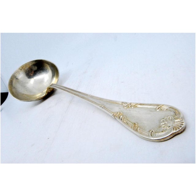 Metal Silver Soup Ladle with Grooves For Sale - Image 7 of 8
