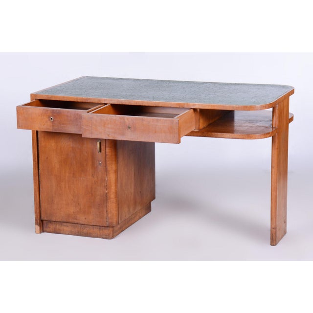 Czech Art Deco Cherry Writing Desk attributed to J. Halabala for Up Zavody, 1930s For Sale - Image 3 of 12