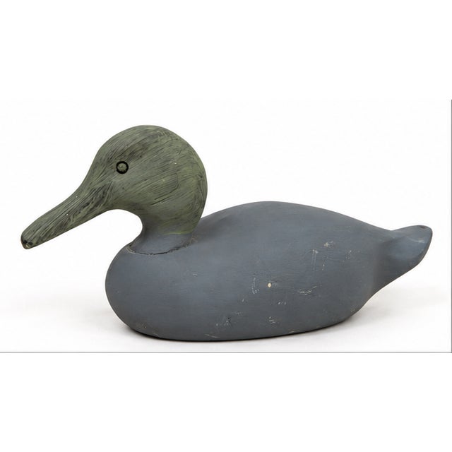 Late 20th Century Rustic Primitive Painted Wooden Duck Decoy Folk Art Sculpture For Sale - Image 5 of 6