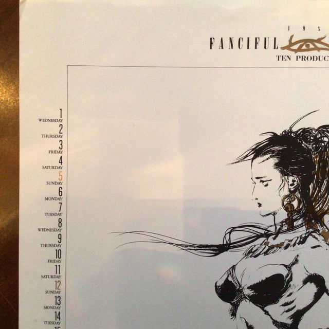 Yoshitaka Amano 1998 March/April Fanciful calendar illustration produced by Ten production. A very rare piece of Yoshitaka...