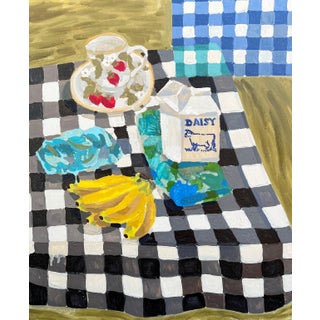 Banana, Strawberry, Daisy, Original Impressionist Oil Painting by Molly Mansfield For Sale