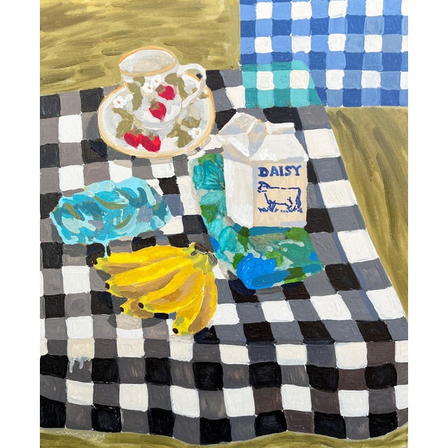 Banana, Strawberry, Daisy, Original Impressionist Oil Painting by Molly Mansfield For Sale