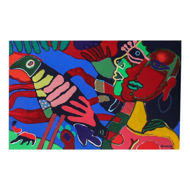 Corneille, Cobra Composition, Color Screenprint on Canvas For Sale