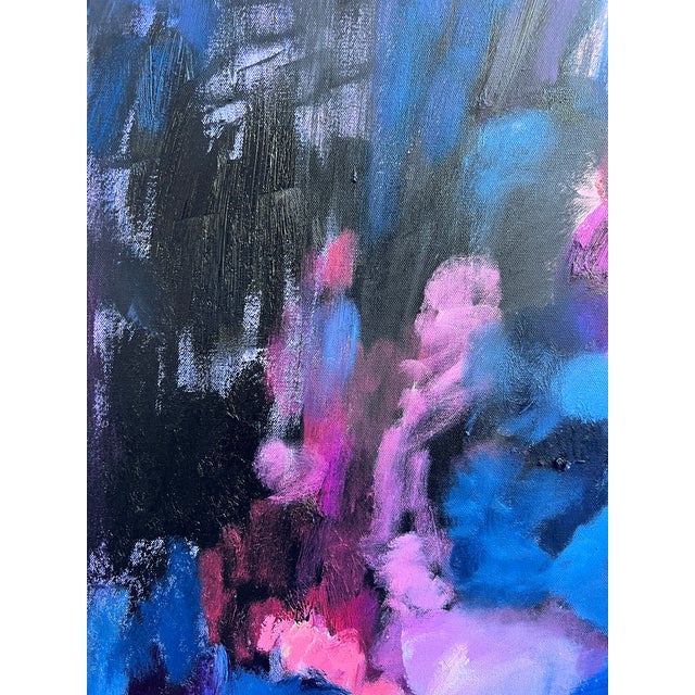 Blue "Waves" by Monica Shulman Contemporary Abstract Expressionist Oil Painting For Sale - Image 8 of 12