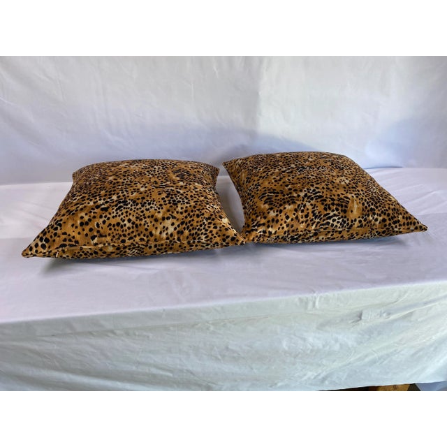 Pair of brand new custom velvet leopard print pillows. Double sided print with matching piping edges and invisible zipper....