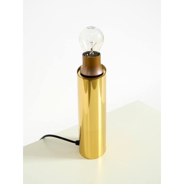 Vintage Brass Table Lamp with Wild Silk Shade from Vereinigte Werkstätten Collection, 1970s For Sale - Image 16 of 18