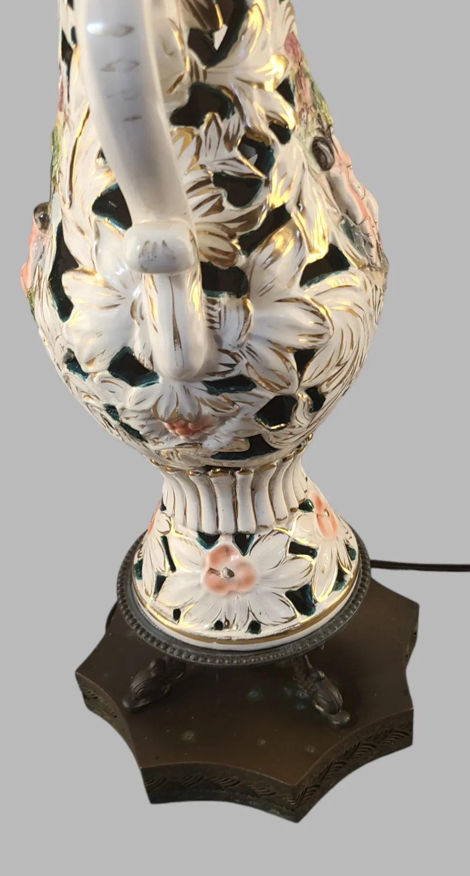 Mid 20th Century Hand Painted Italian Capodimonte Figural Cherub