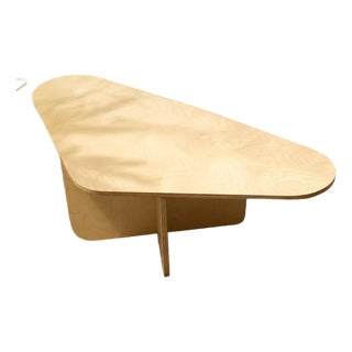 Postmodern Style Sculptural Blonde Wood Coffee Table For Sale