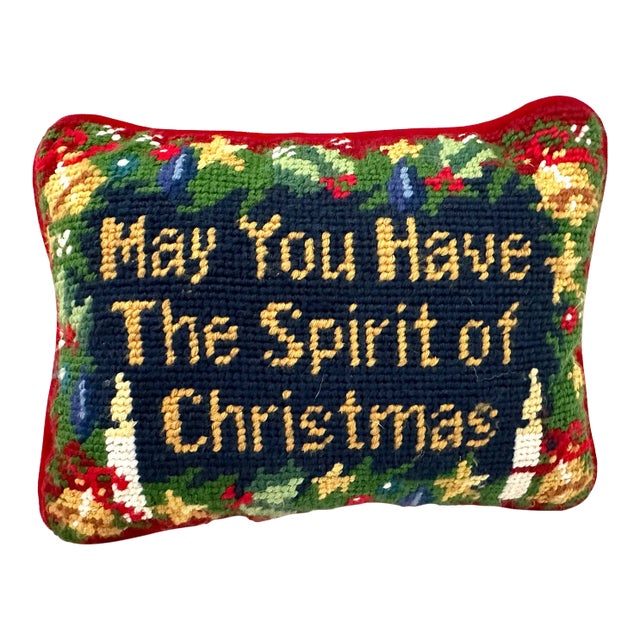 Needlepoint Holiday Decorative Pillow For Sale