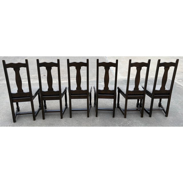 Vintage French Country Dark Oak Dining Chairs - Set of Six For Sale In Dallas - Image 6 of 11