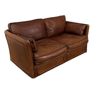 Leather 2-Seater Sofa attributed to Roche Bobois, 1980s For Sale