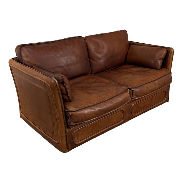 Leather 2-Seater Sofa attributed to Roche Bobois, 1980s For Sale
