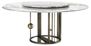 Merlino Round Metal and Marble Dining Table by Paolo Rizzatto