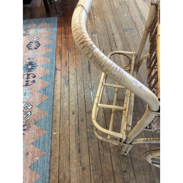 Midcentury Modern Rattan Bamboo & Wicker Bar Cart For Sale - Image 11 of 17