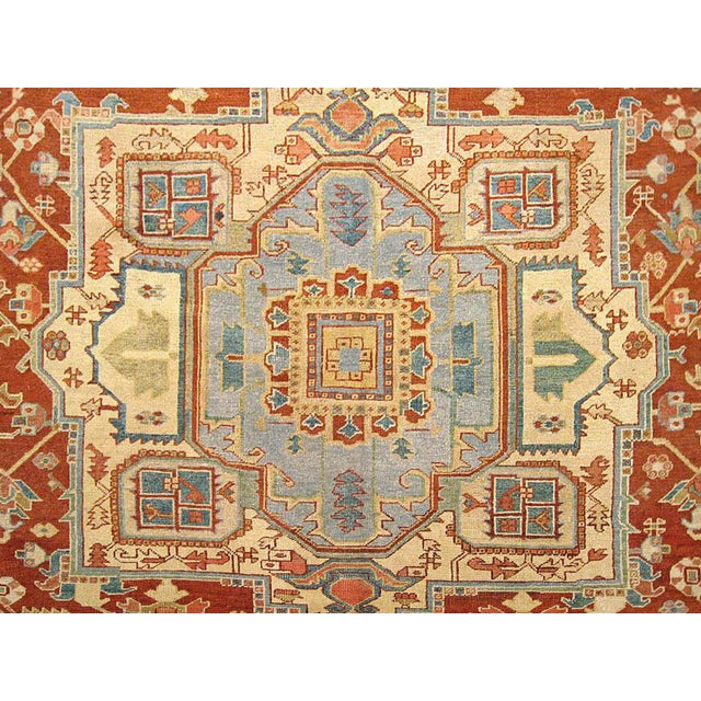 Antique Persian Serapi Oriental Carpet, in Room Size, with Central Medallion For Sale - Image 4 of 4