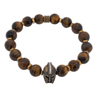 Tiger's Eye Stone Beaded Gladiator Men's Bracelet For Sale